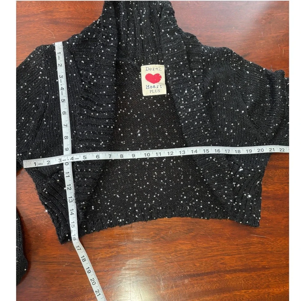 Derek Heart Plus Cropped Cardigan Shrug Sweater 3X Whimsigoth Sequin‎ Dressy